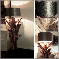 Teak hout natural living vloerlamp