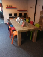 Steigerhouten vergadertafel blokpoot 13x13