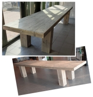 Steigerhouten vergadertafel blokpoot 23x23