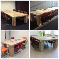 Steigerhouten vergadertafel blokpoot 23x23