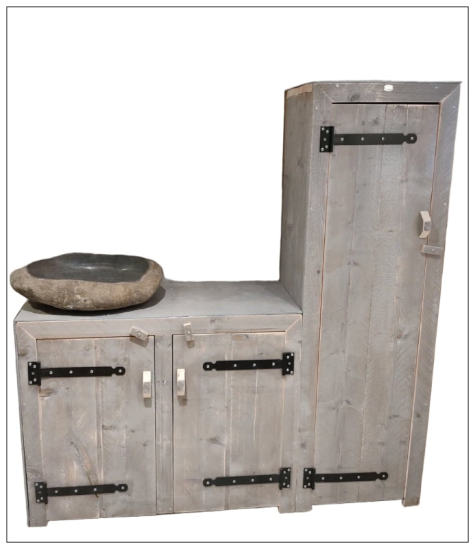 Steigerhouten badkamer set