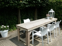 Tafel steigerhout met houten H poot