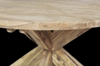 Ronde tafel blank teak + kruispoot hout