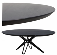 Ovale tafel acacia zwart + spinpoot