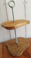 Etagere teak, staal 2 L
