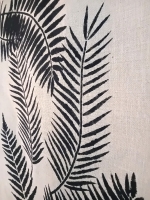 Wandkleed jute bladeren